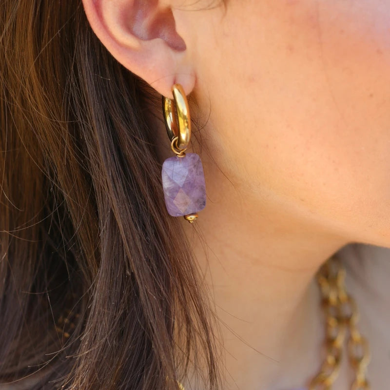 Boucles Anneaux Améthyste Lavande