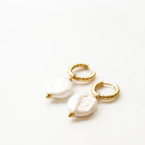 Boucles Anneaux médaillon Perle d'eau douce