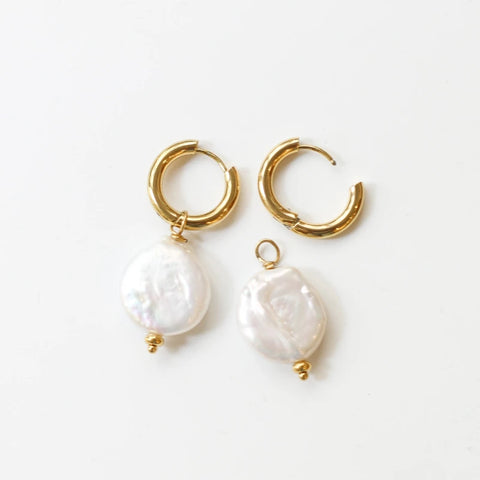 Boucles Anneaux médaillon Perle d'eau douce