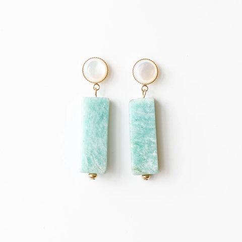 Boucles Nacre et Amazonite