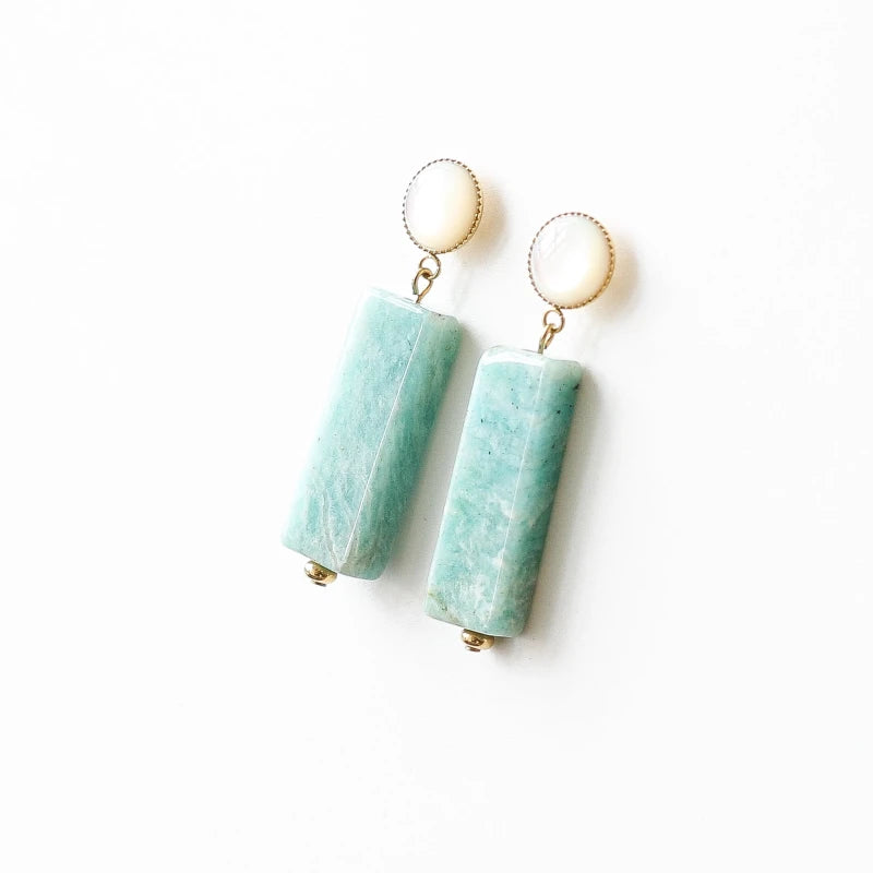 Boucles Nacre et Amazonite