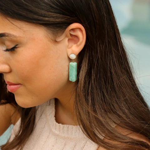 Boucles Nacre et Amazonite