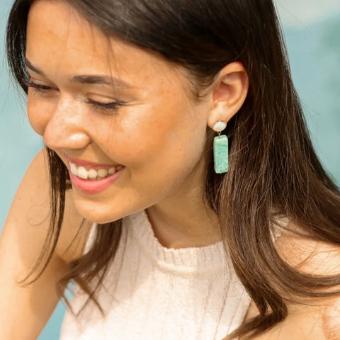Boucles Nacre et Amazonite