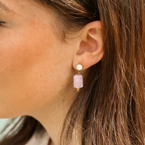 Boucles Nacre et Kunzite