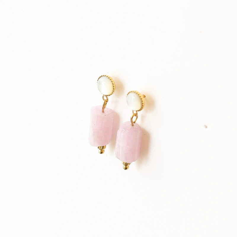 Boucles Nacre et Kunzite