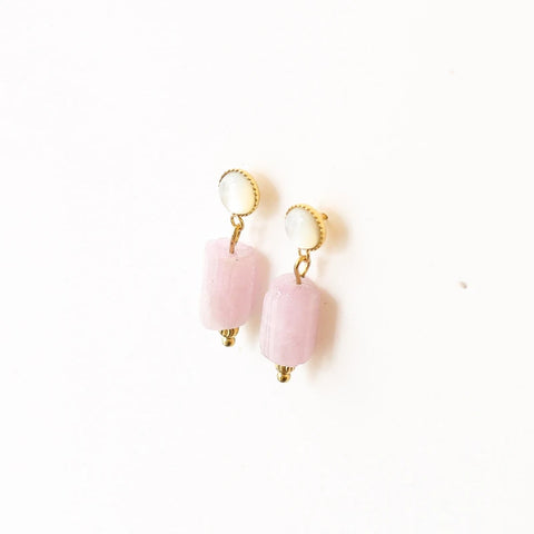 Boucles Nacre et Kunzite