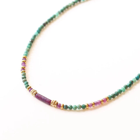 Collier Chrysocolle et Lépidolite