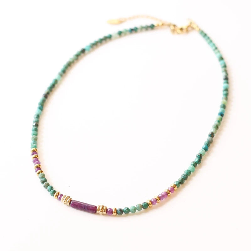 Collier Chrysocolle et Lépidolite
