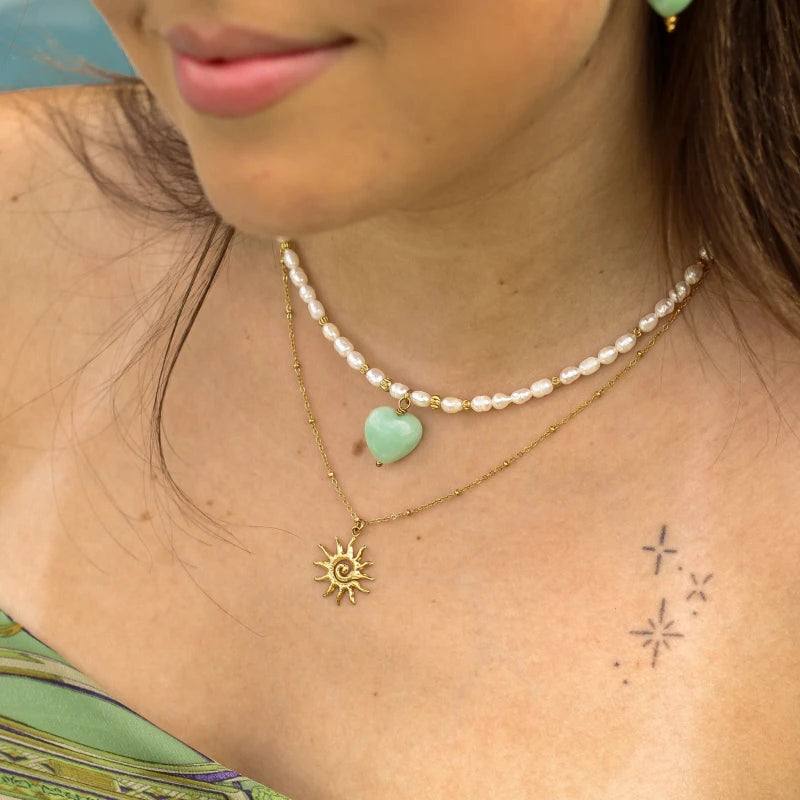 Collier Cœur Océan Angélite