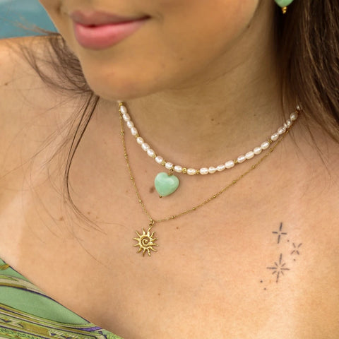 Collier Cœur Océan Angélite