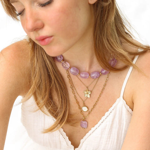 Collier long Améthyste lavande