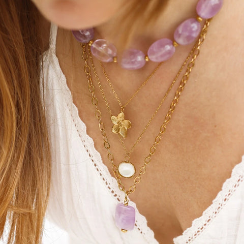 Collier long Améthyste lavande