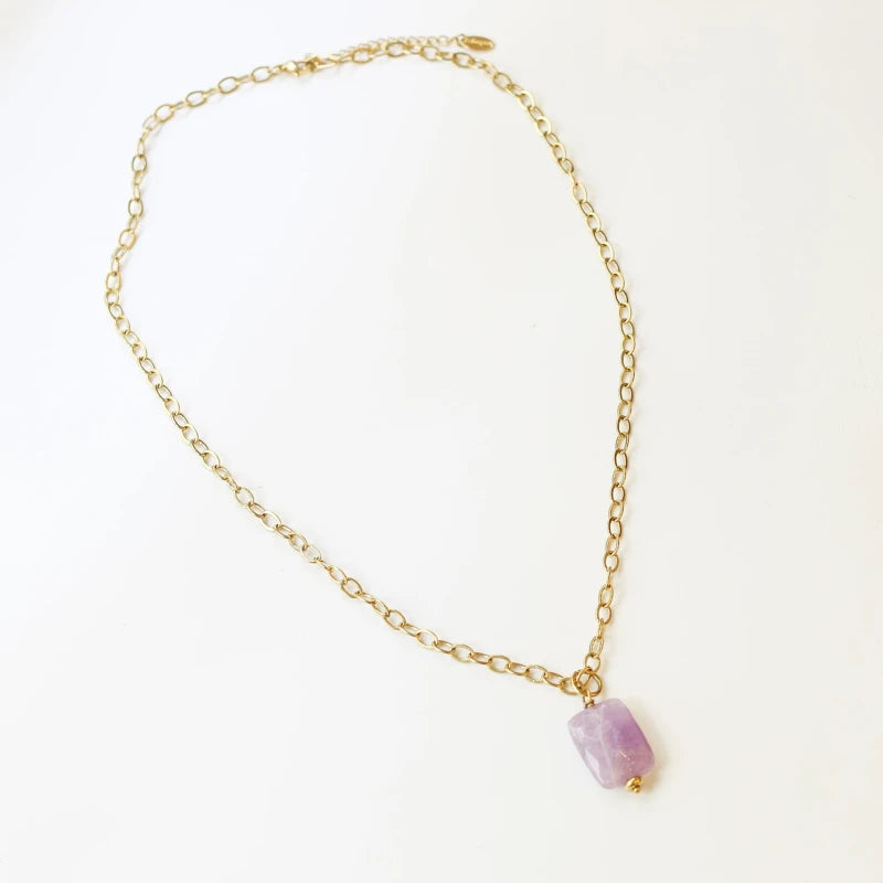 Collier long Améthyste lavande