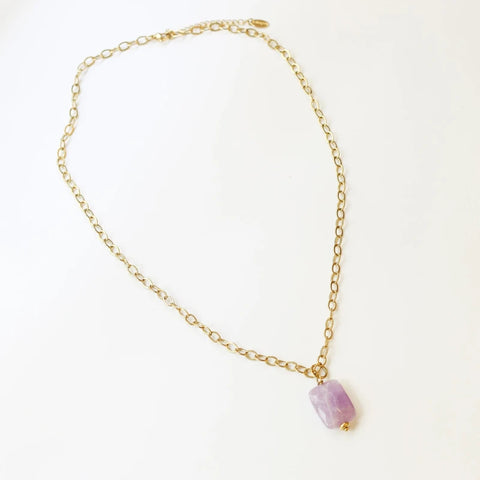 Collier long Améthyste lavande