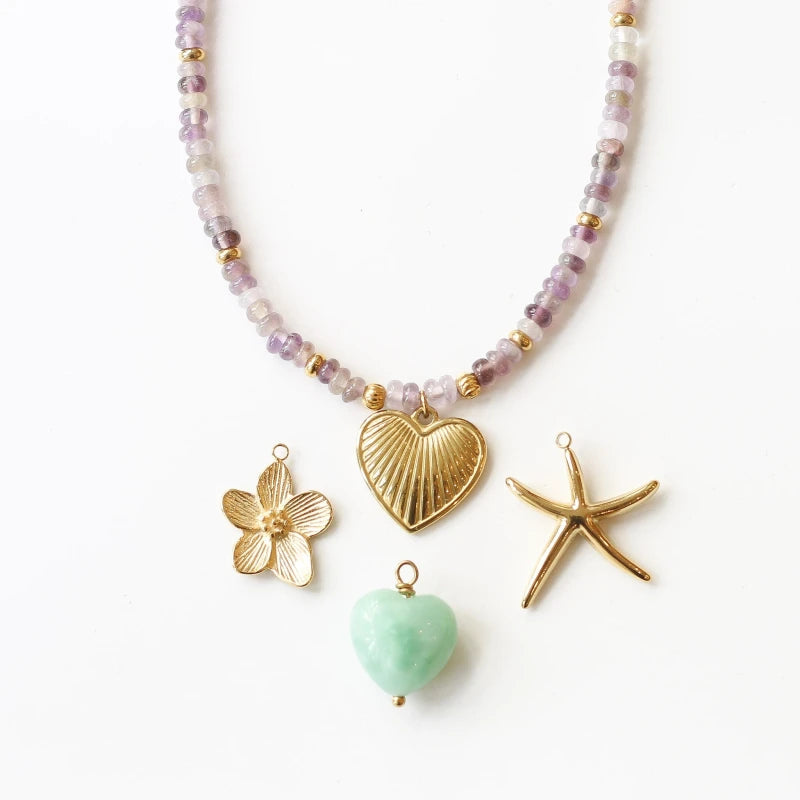 Collier perlé Fluorite