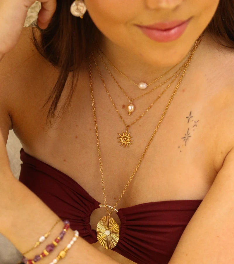Collier Perle d'eau douce rosée