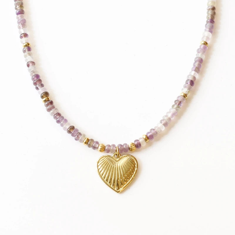 Collier perlé Fluorite