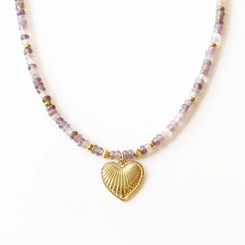 Collier perlé Fluorite