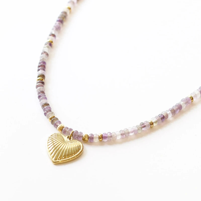 Collier perlé Fluorite