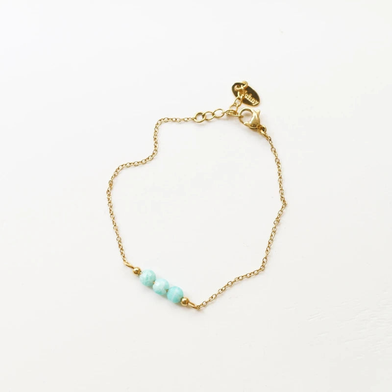 Bracelet 3 perles Amazonite