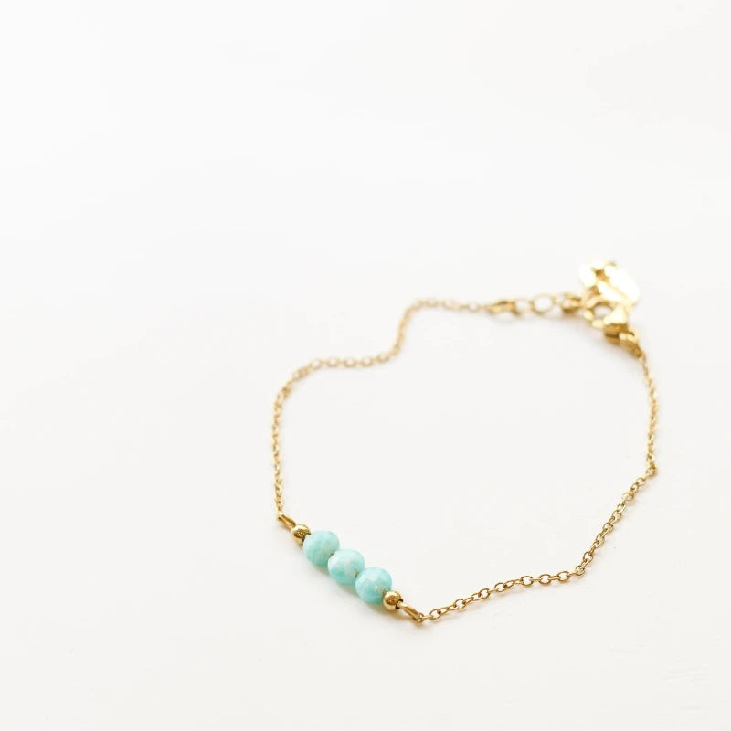 Bracelet 3 perles Amazonite