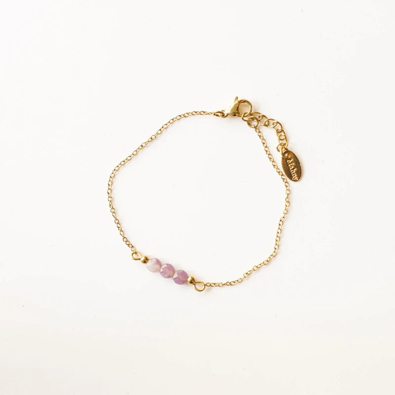 Bracelet 3 perles Lépidolite