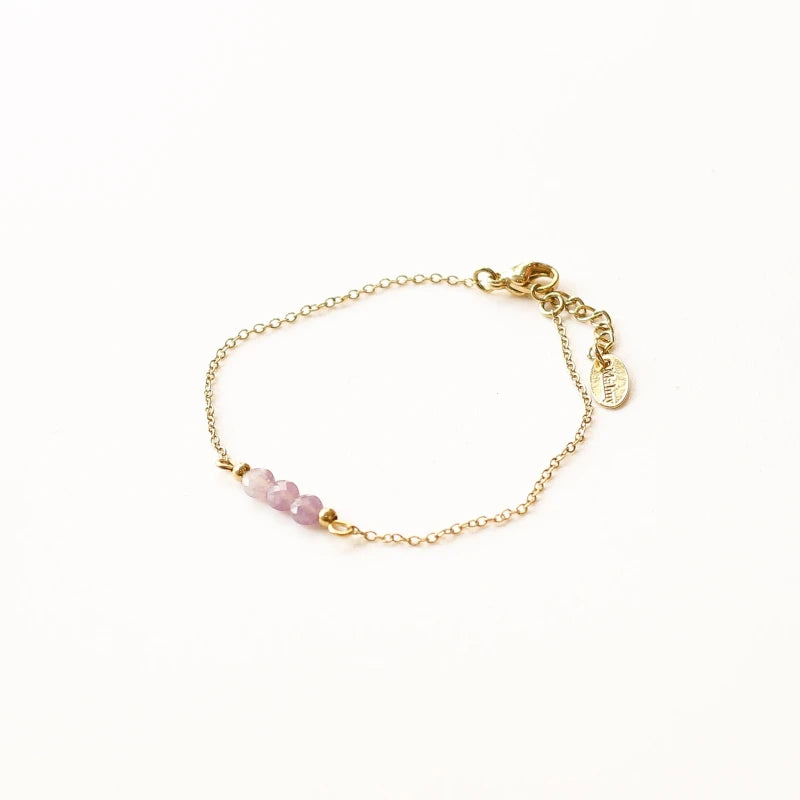 Bracelet 3 perles Lépidolite