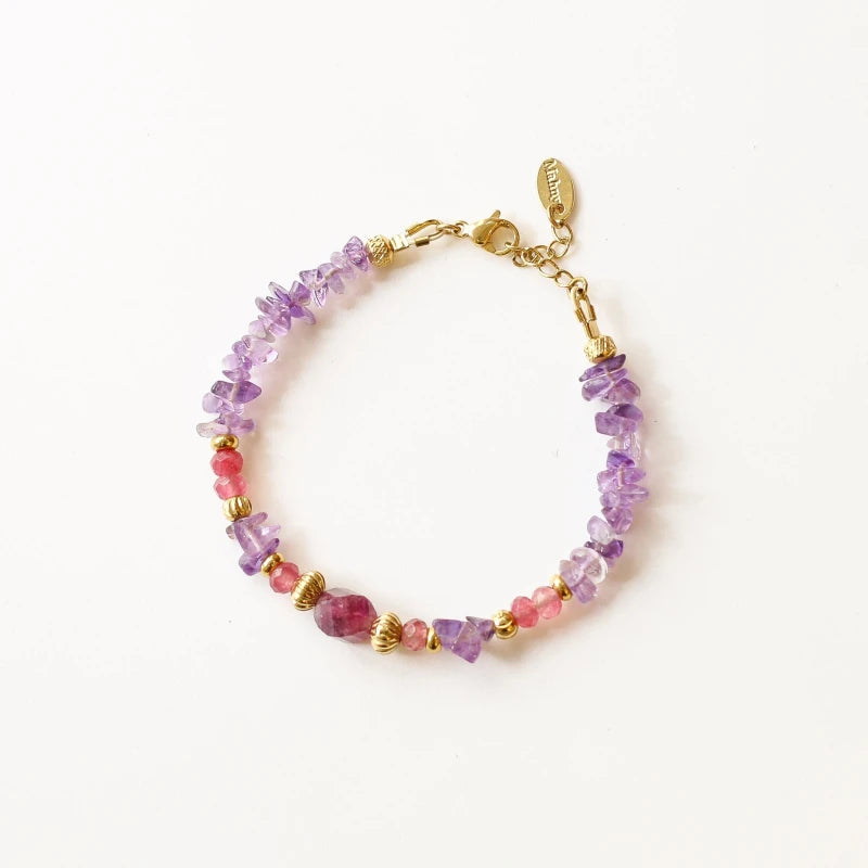 Bracelet Améthyste et Aragonite Rubis