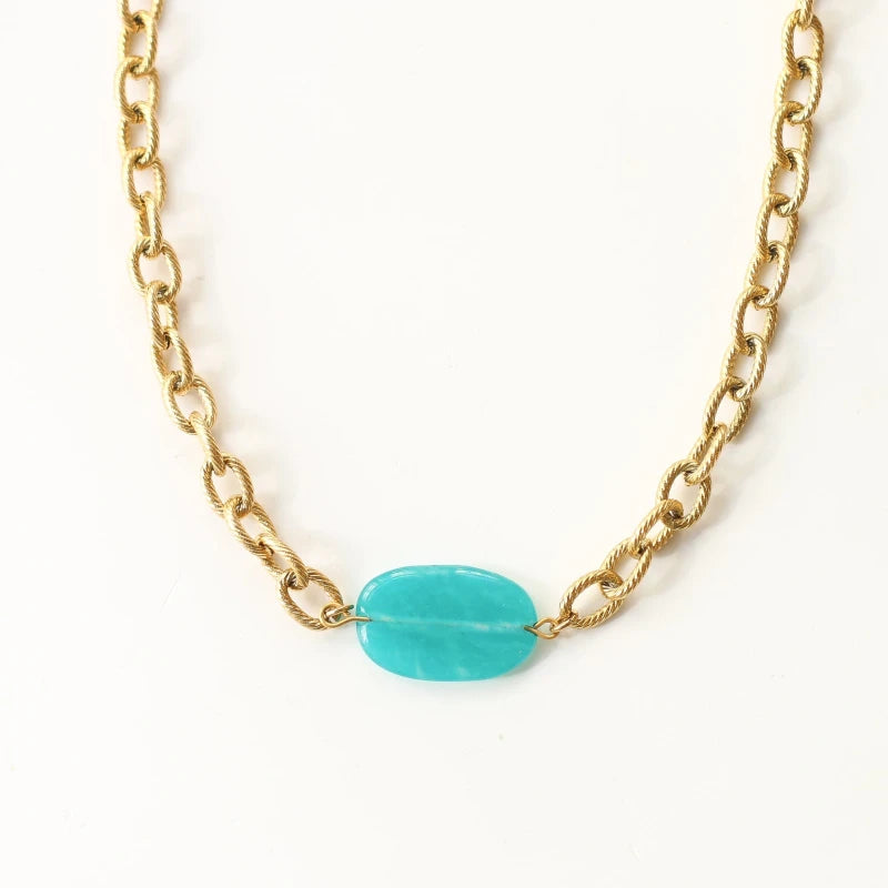 Collier chaîne épaisse Amazonite Lagon