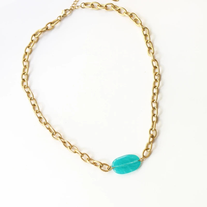 Collier chaîne épaisse Amazonite Lagon