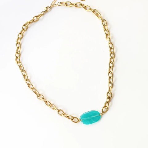 Collier chaîne épaisse Amazonite Lagon