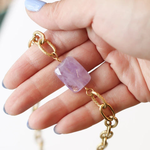 Collier chaîne épaisse Améthyste Lavande