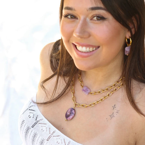 Collier chaîne épaisse Améthyste Lavande