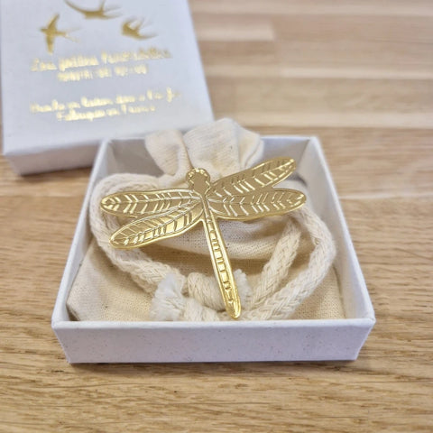 Broche laiton doré - Libellule
