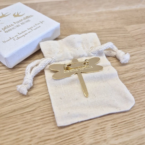 Broche laiton doré - Libellule