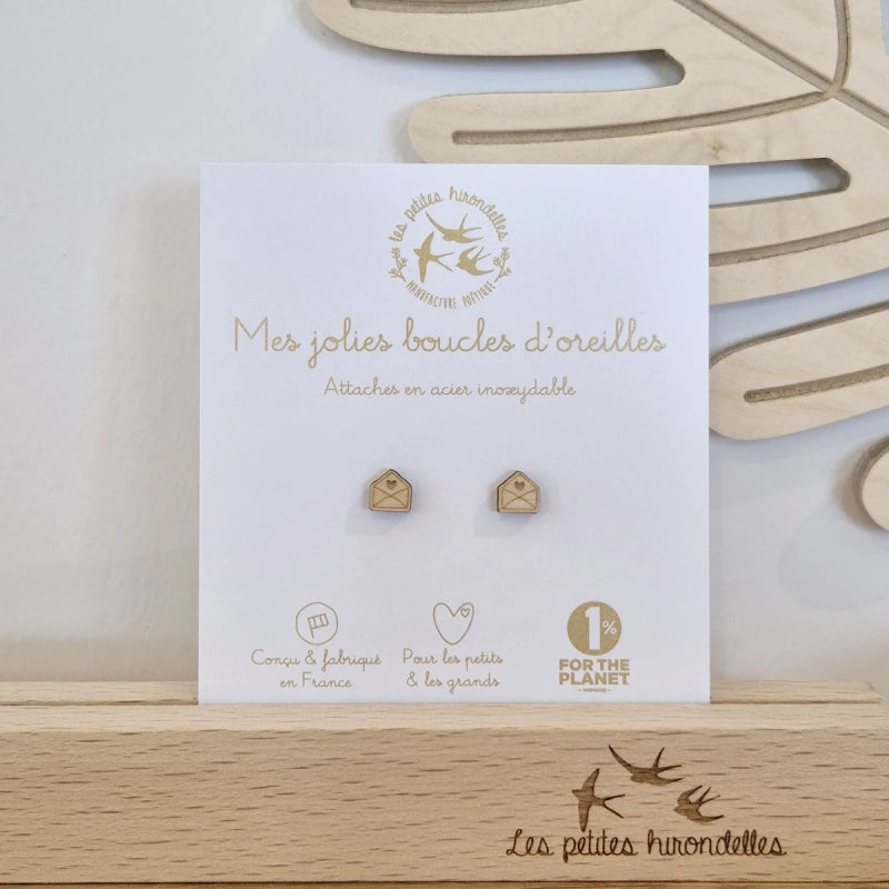 Boucles d'oreilles en bois - Enveloppes