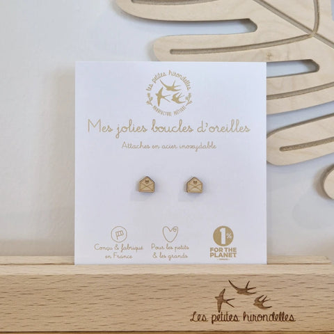 Boucles d'oreilles en bois - Enveloppes
