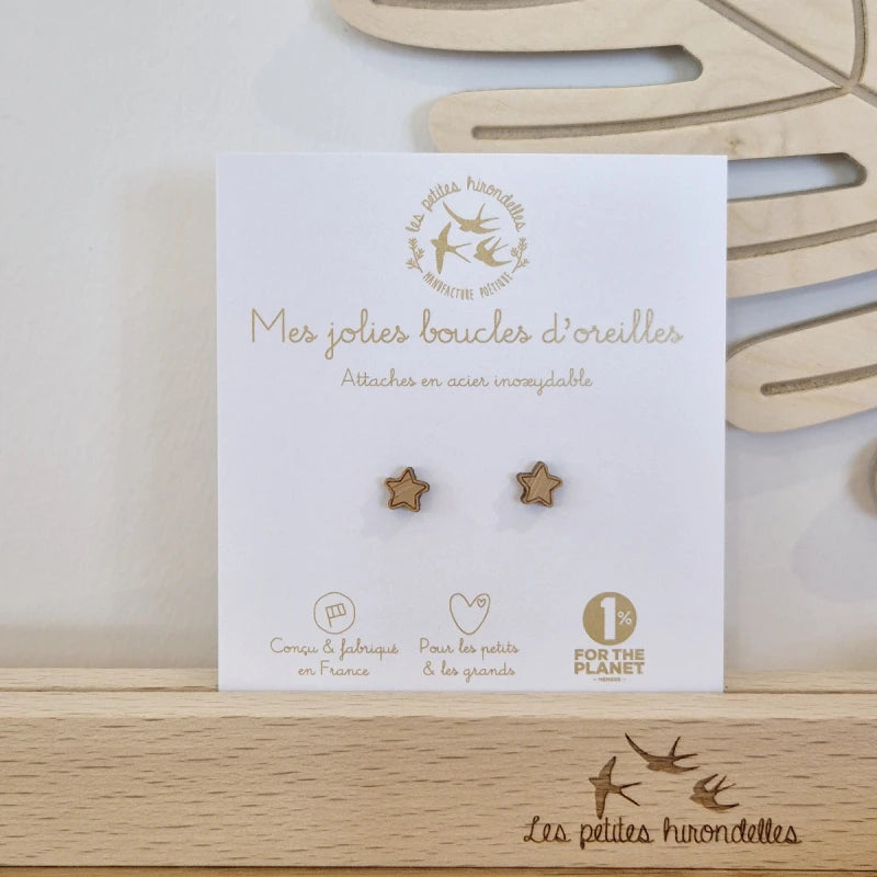 Boucles d'oreilles en bois - Etoiles