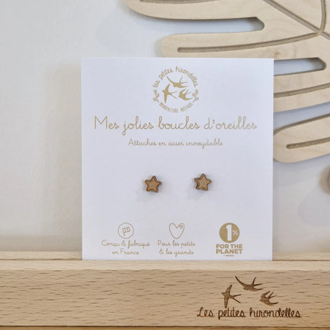 Boucles d'oreilles en bois - Etoiles