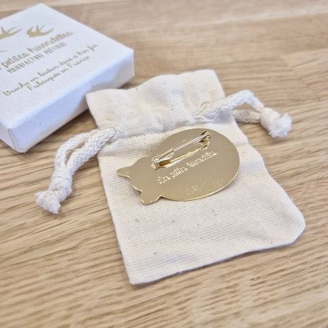 Broche laiton doré - Chat