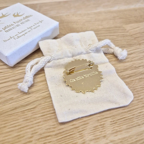 Broche laiton doré - Tournesol