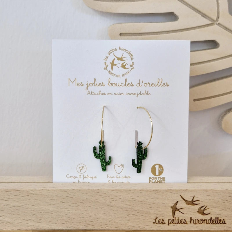 Créoles pailletées - Cactus