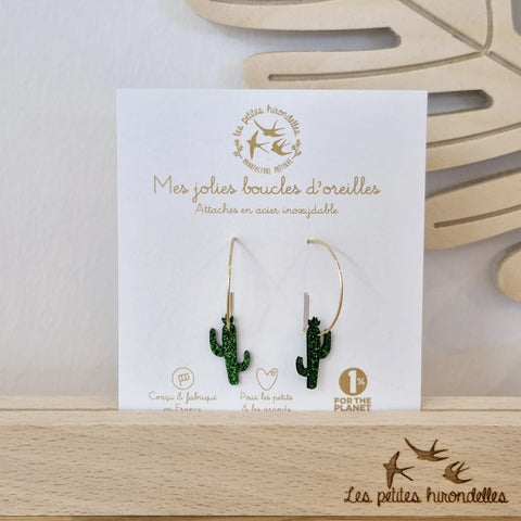 Créoles pailletées - Cactus