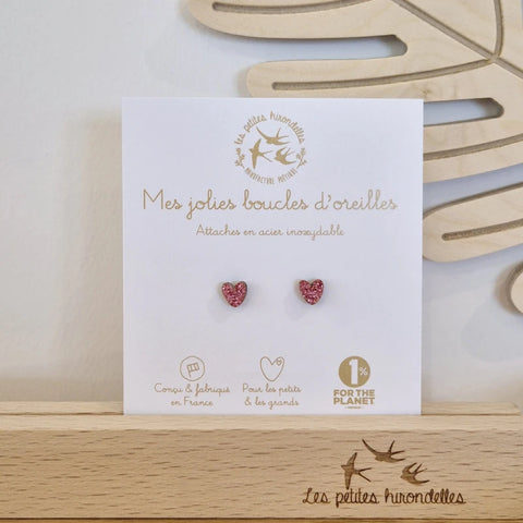 Boucles d'oreilles pailletées - Cœurs