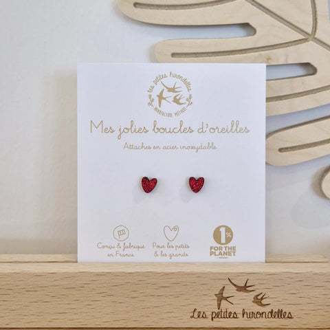 Boucles d'oreilles pailletées - Cœurs
