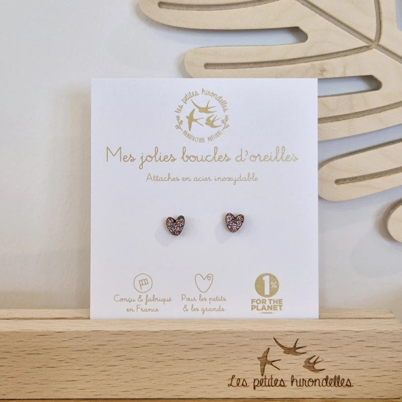 Boucles d'oreilles pailletées - Cœurs