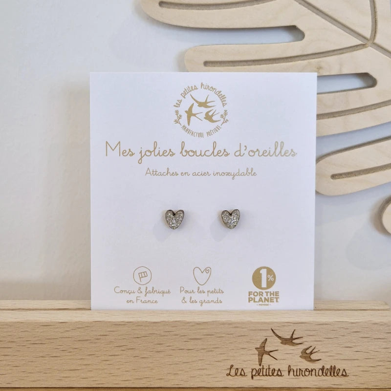 Boucles d'oreilles pailletées - Cœurs