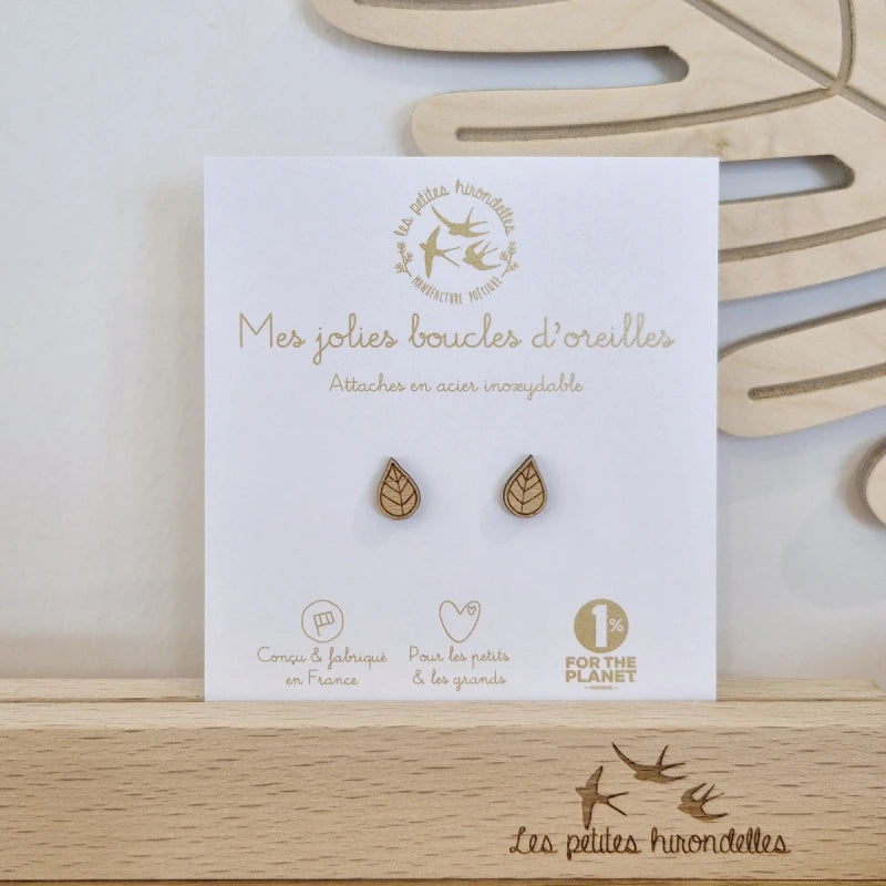 Boucles d'oreilles en bois - Feuilles