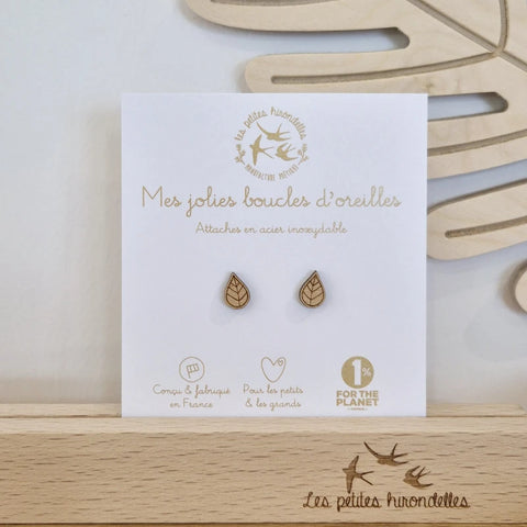 Boucles d'oreilles en bois - Feuilles