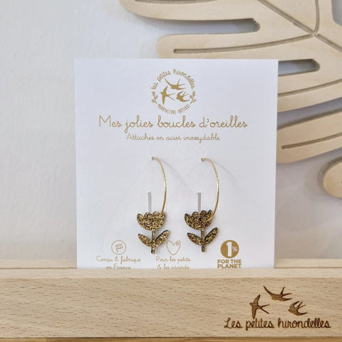 Créoles pailletées - Fleurs tiges